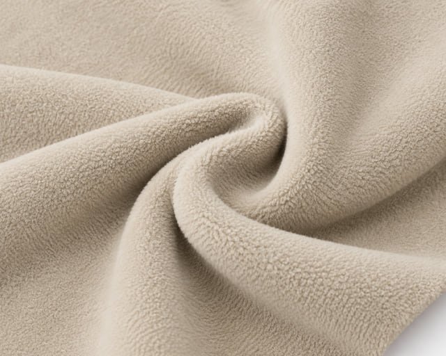 Beige fleece texture reference Reference illustration of beige short-pile fleece folded to show its surface texture.