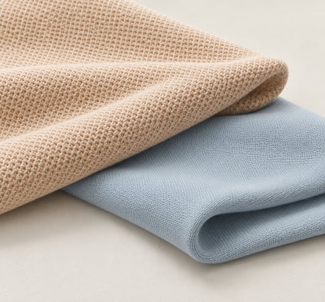 Polo fabric textures — illustration Illustration of folded beige textured fabric and blue-grey smoother knit fabric.